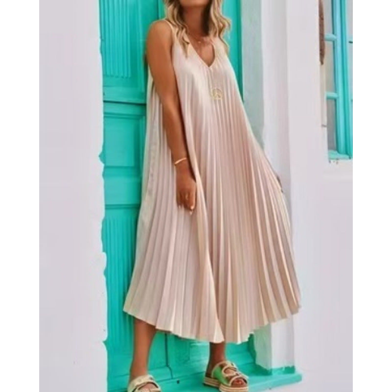 Gefaltetes Strandkleid mit V-Ausschnitt – Bild 6 | LuxeStyle