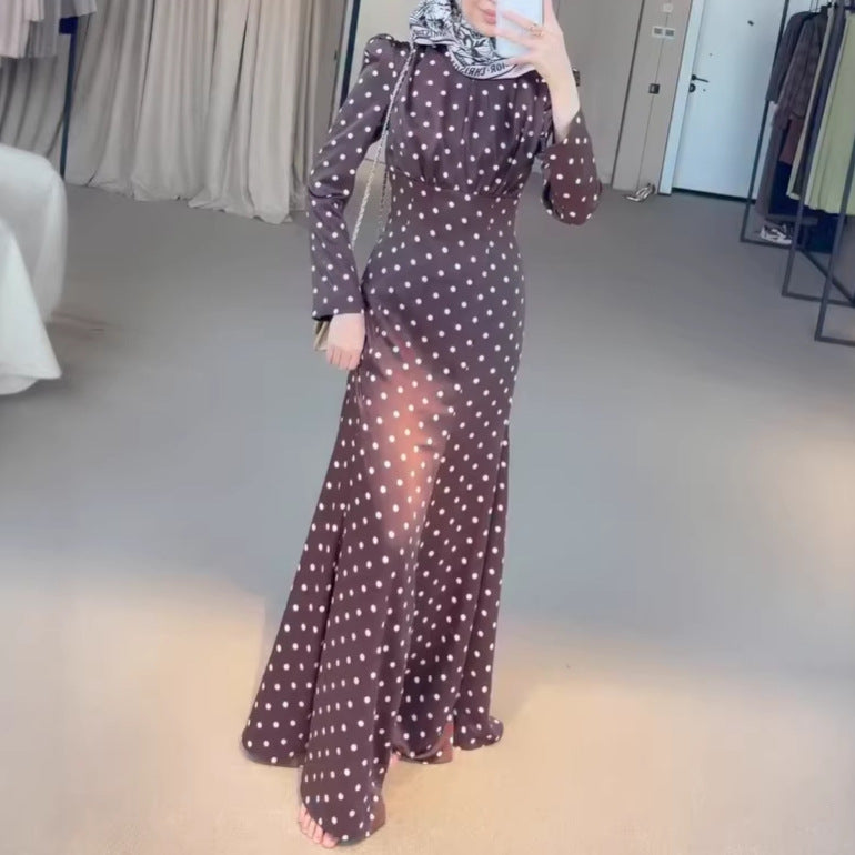 Figurbetontes Polka-Dot Kleid mit Taillengürtel – Bild 2 | LuxeStyle