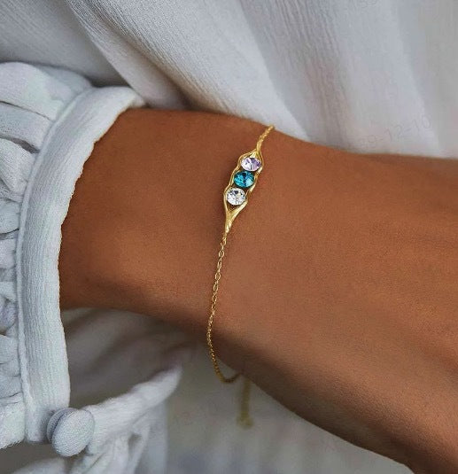 Personalisierbares Erbsen-Armband mit Zirkonia – Bild 2 | LuxeStyle