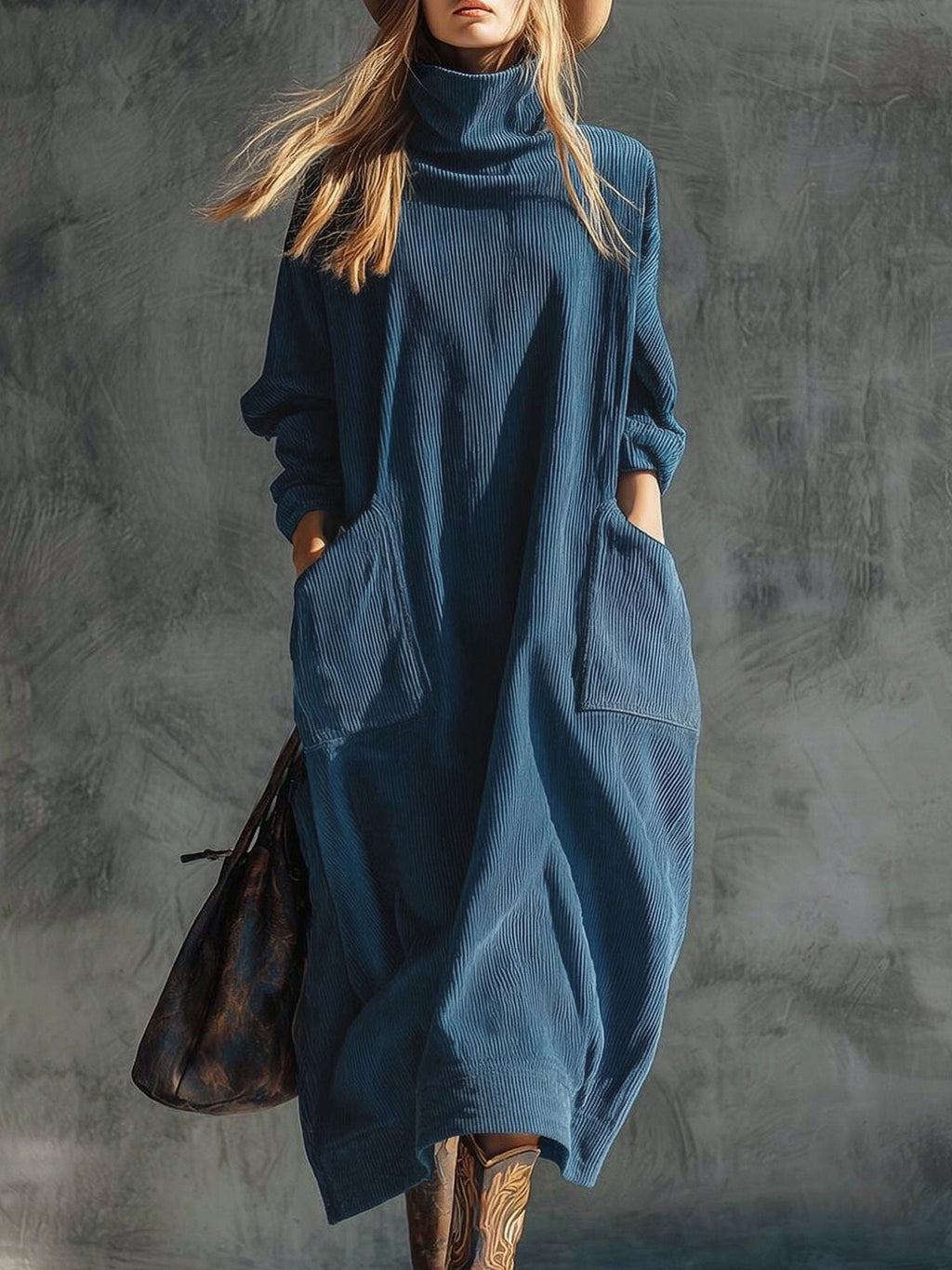 Kord-Kleid mit A-Linie und Taschen – Bild 11 | LuxeStyle