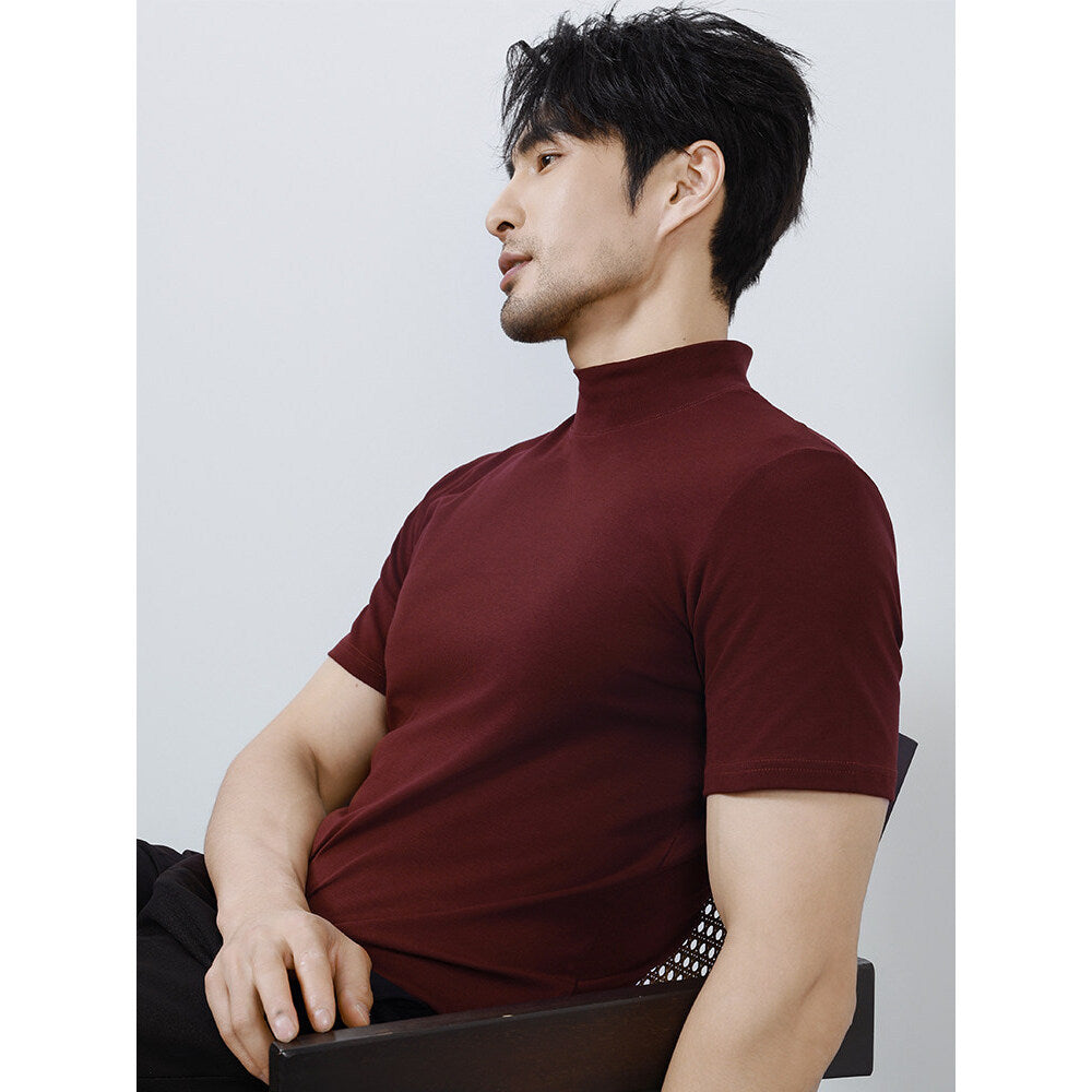 Herren Kurzarm-Basisschicht-Shirt Einfarbig, Slim Fit