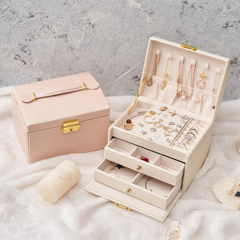 3-lagige Retro Schmuckbox mit Schloss – Bild 5 | LuxeStyle