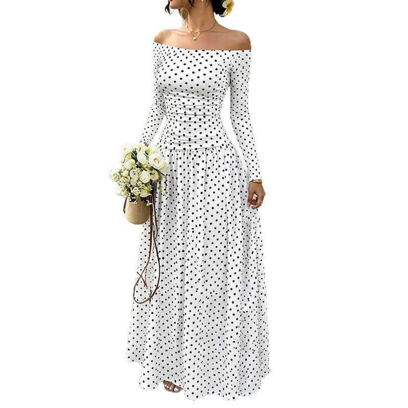 Taille-schmeichelndes Langarm-Dress ohne Schulter