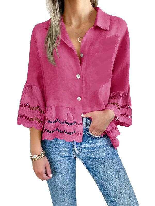 Spitzenbesetztes Langarmshirt – Bild 5 | LuxeStyle