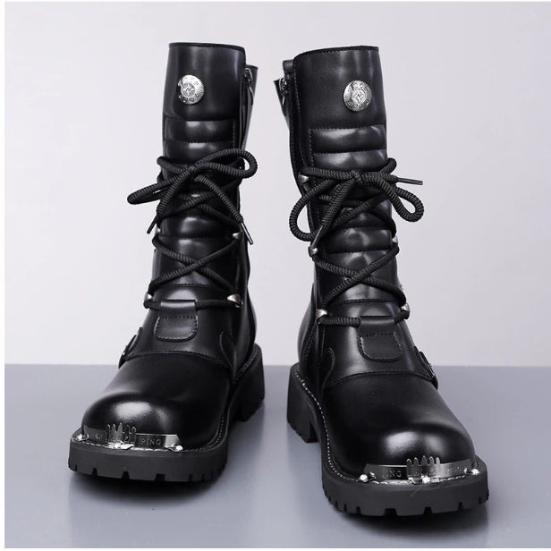 Retro-Herrenstiefel aus Rindsleder mit Reissverschluss