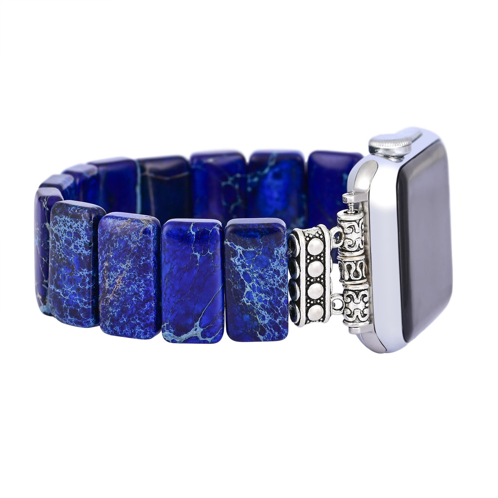 Handgewobenes Uhrenarmband mit Steinen
