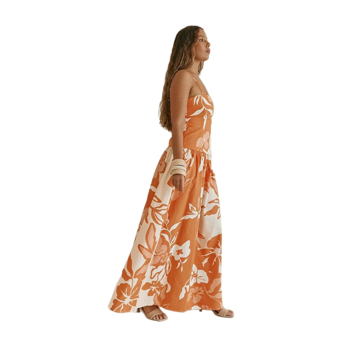 Geblümtes Off-Shoulder Trägerkleid – Bild 3 | LuxeStyle