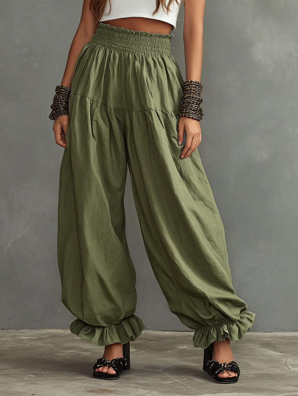 Loose Fit High Waist Stoffhose