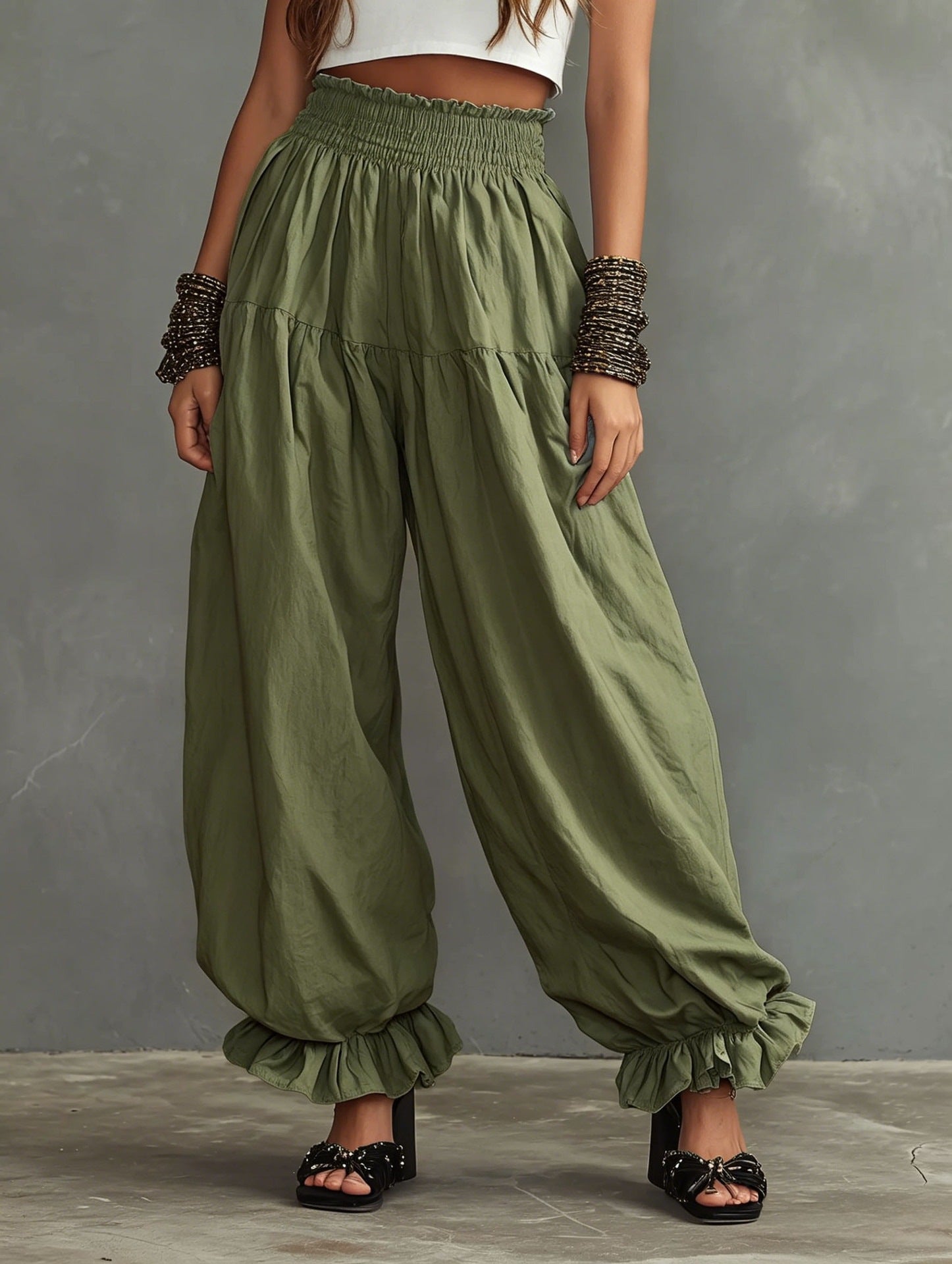 Loose Fit High Waist Stoffhose