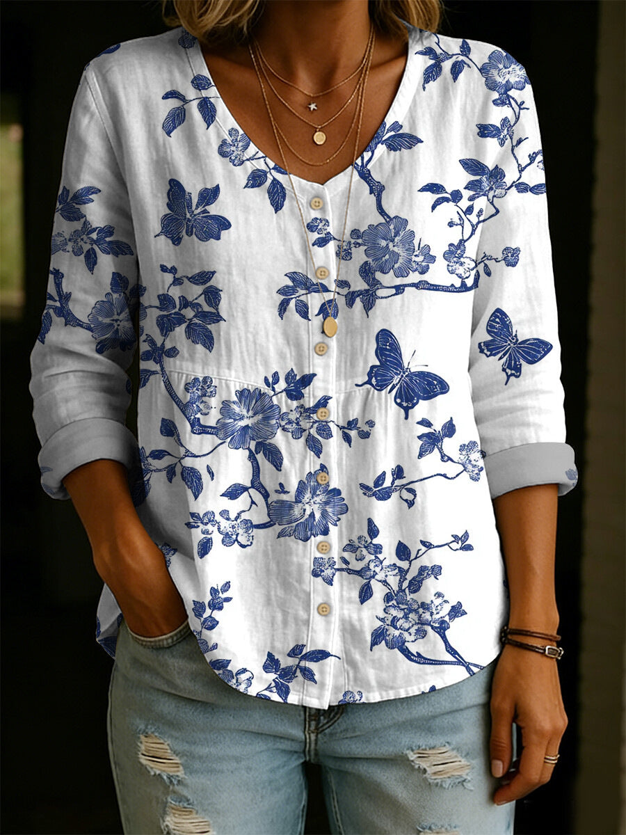 Damen Rundhals-Shirt mit Print in grossen Grössen | LuxeStyle