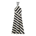 Asymmetrisches gestreiftes Neckholder-Kleid – Bild 7 | LuxeStyle