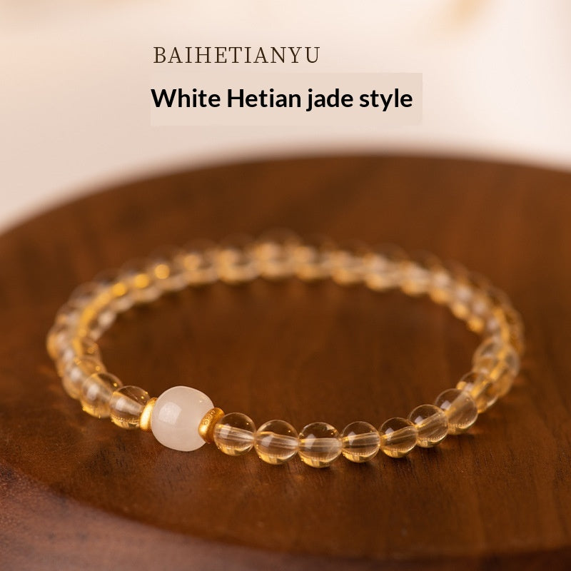 Armband aus gelbem Kristall und Hetian Jade