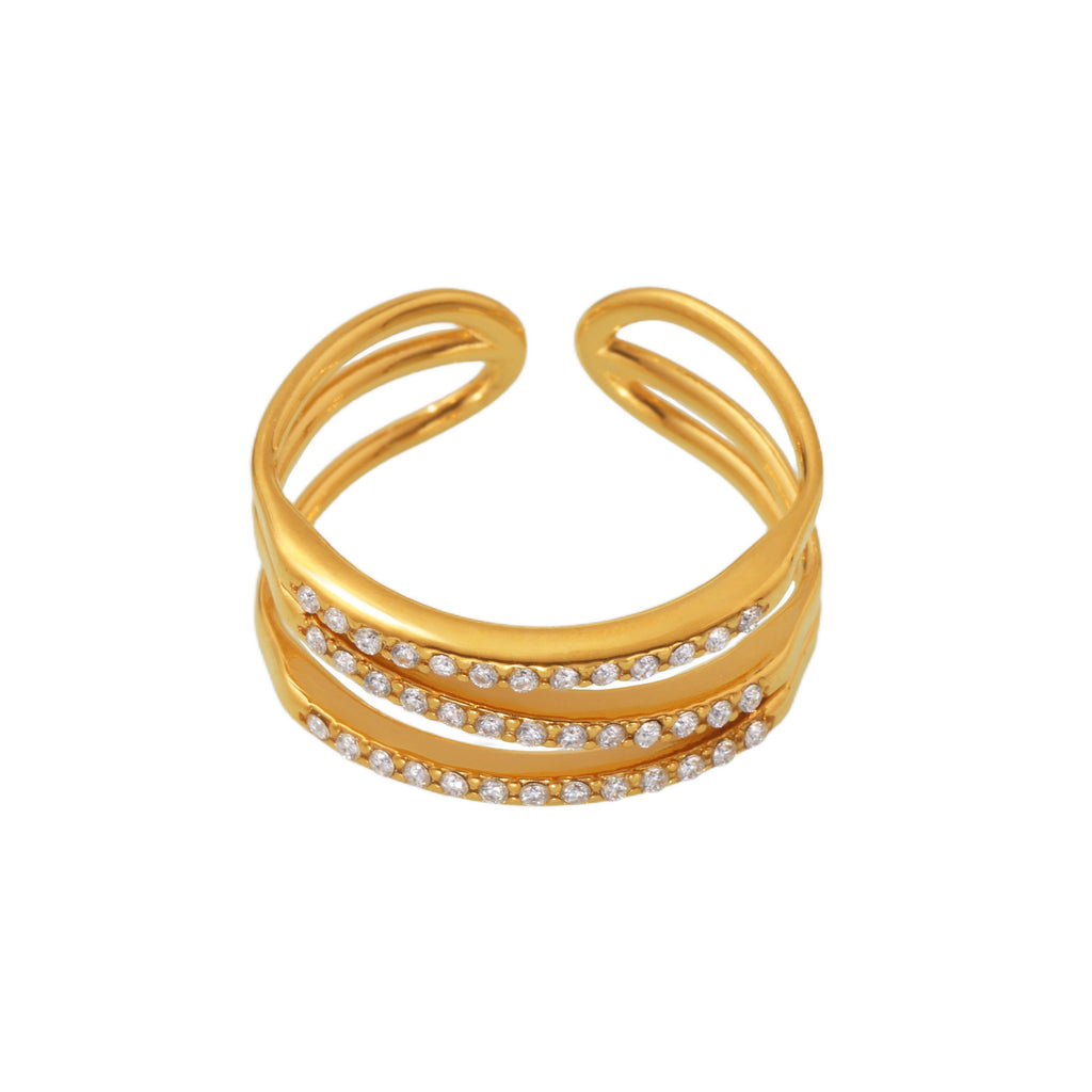 Dreifach-Ring mit Zirkonia-Pflasterung