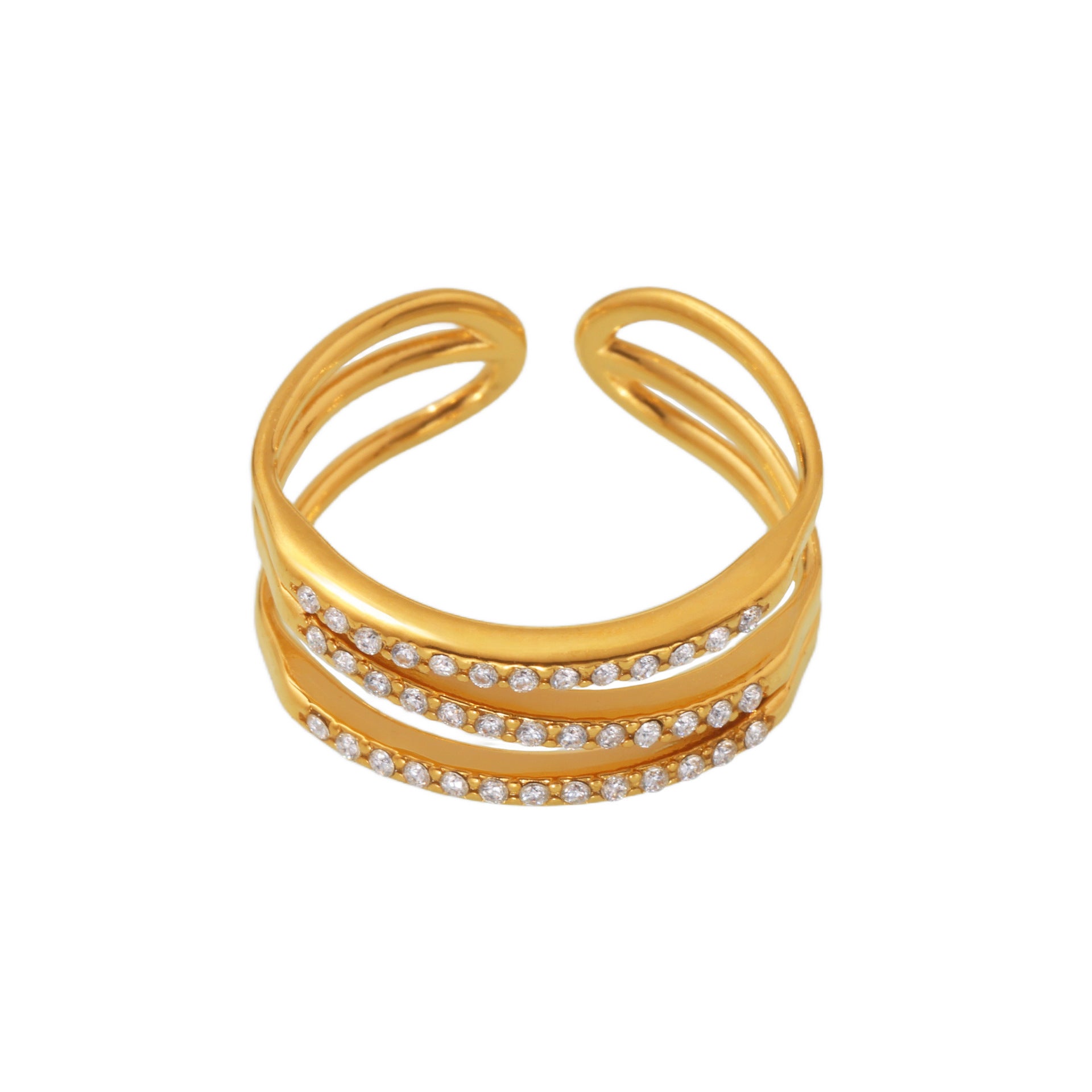 Dreifach-Ring mit Zirkonia-Pflasterung