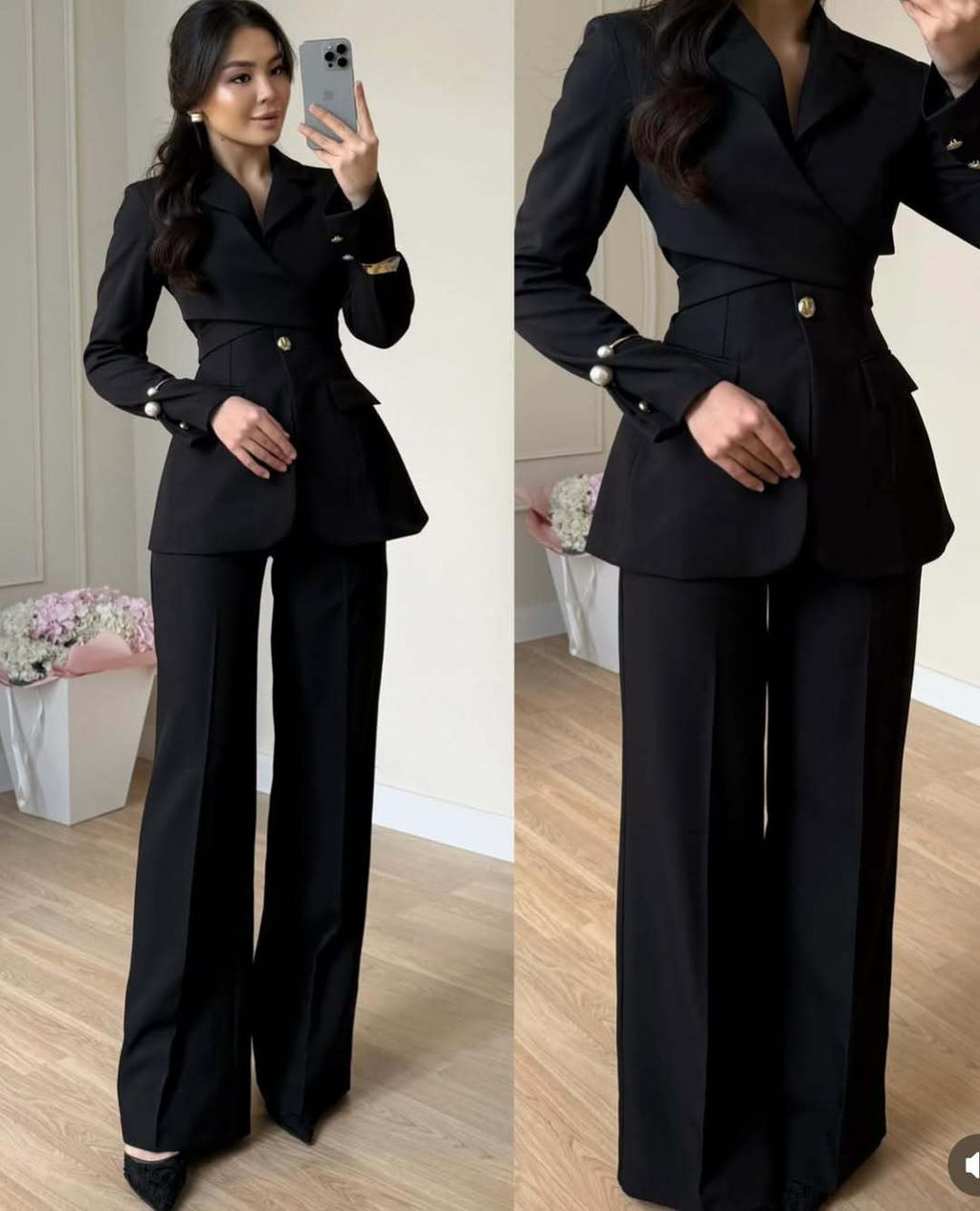 Damen Blazer und Hose mit geradem Bein