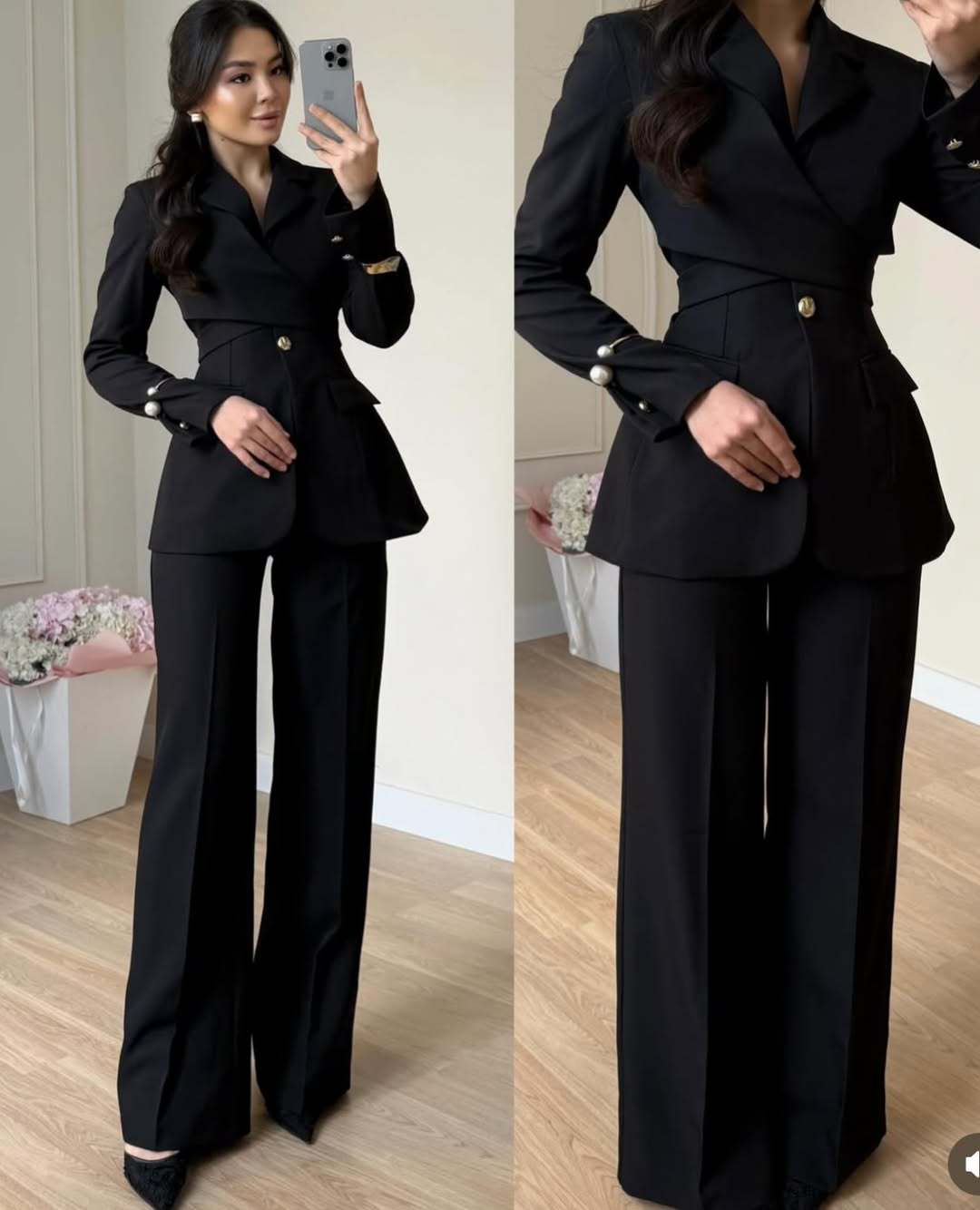 Damen Blazer und Hose mit geradem Bein