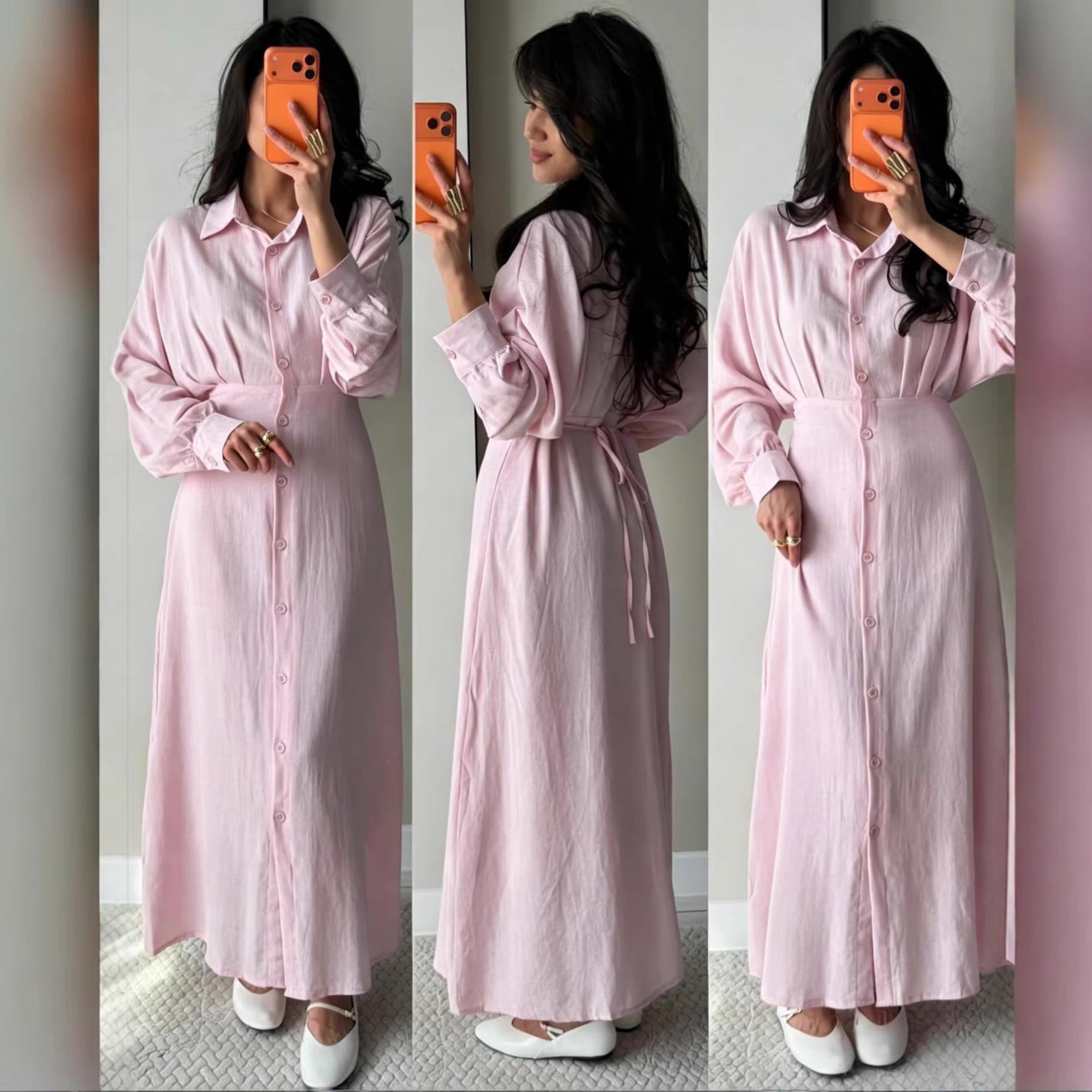 Elegantes Hemdblusenkleid mit Schnürung