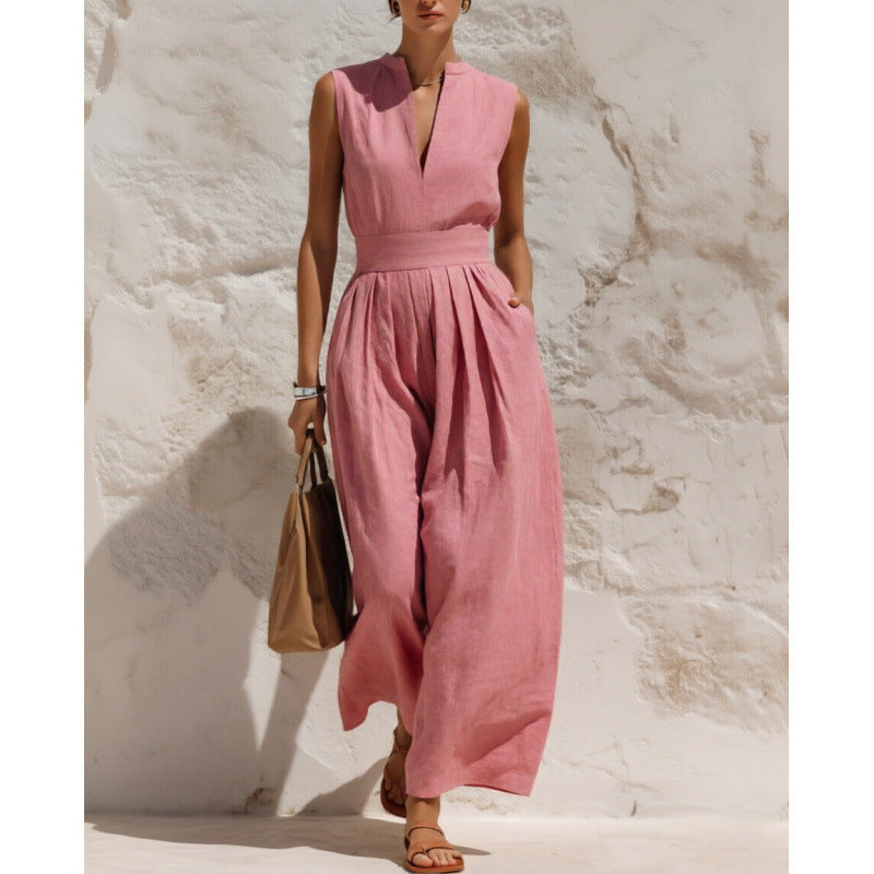Ärmelloser Jumpsuit mit weitem Bein