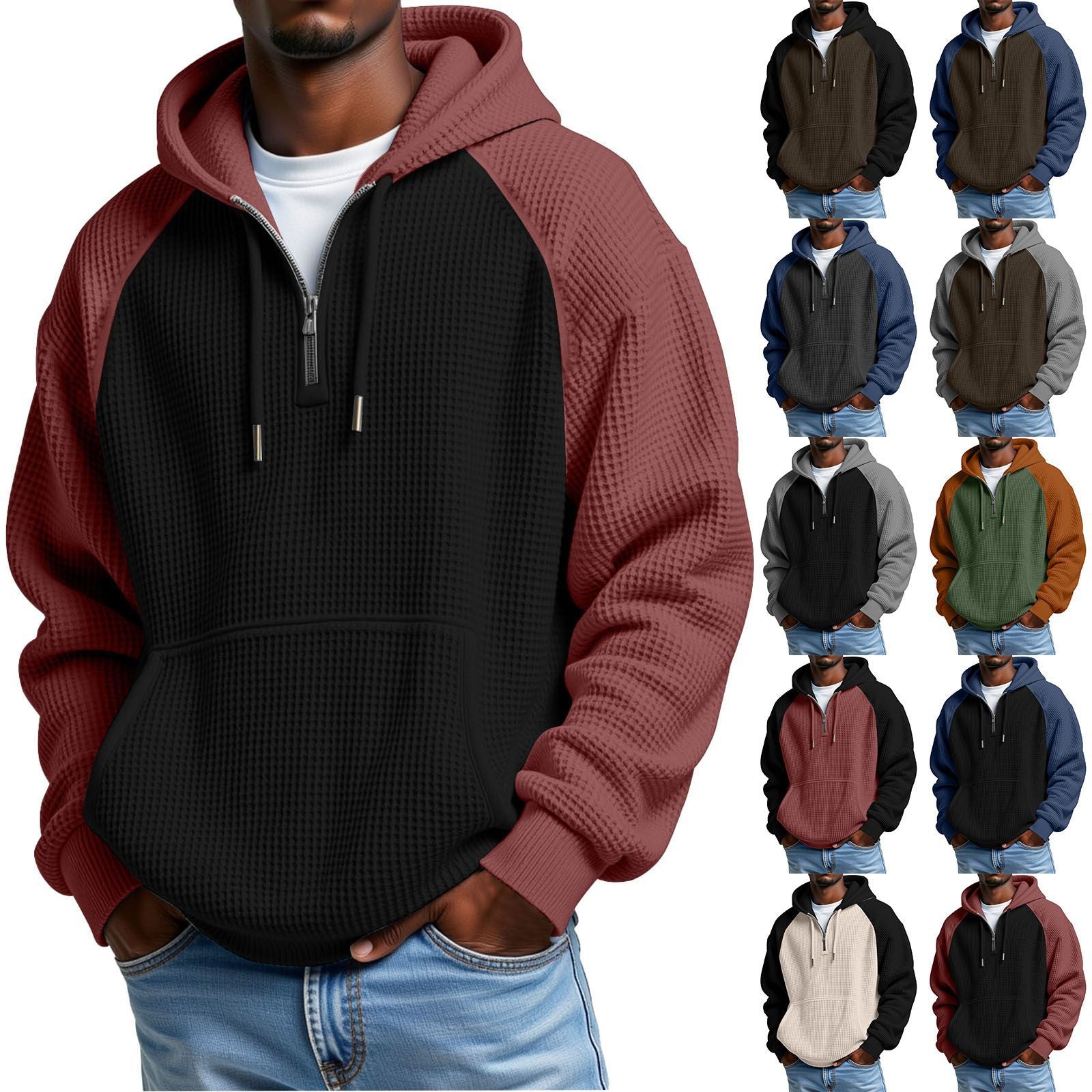 Farbblock Hoodie Langarm