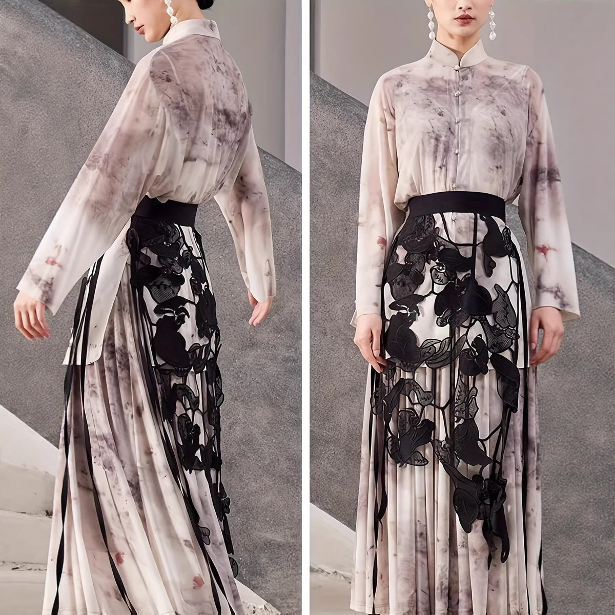 Eleganter Midirock mit Stickerei und Spitze – Bild 4 | LuxeStyle