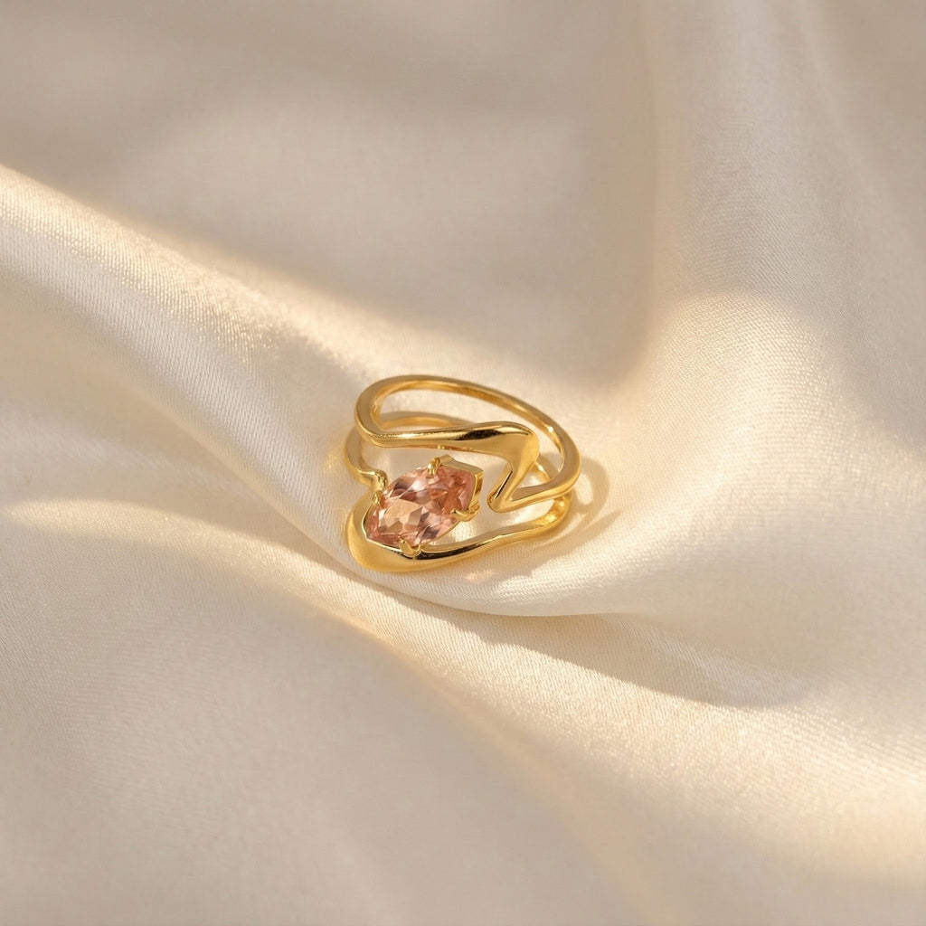 Retro-Stil Smaragd-Diamant-Goldring