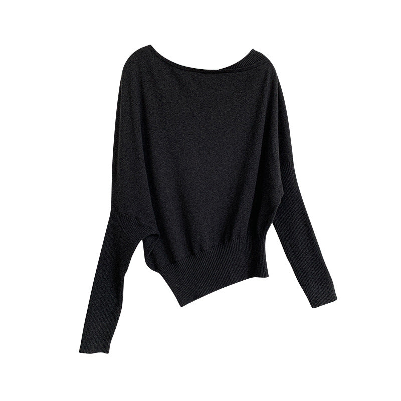 Off-Shoulder Rollkragenpullover aus Wolle