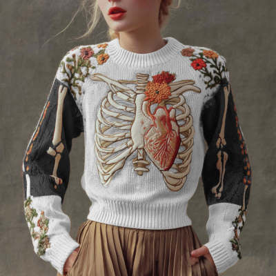 Damen Pullover mit Print und Rundhals