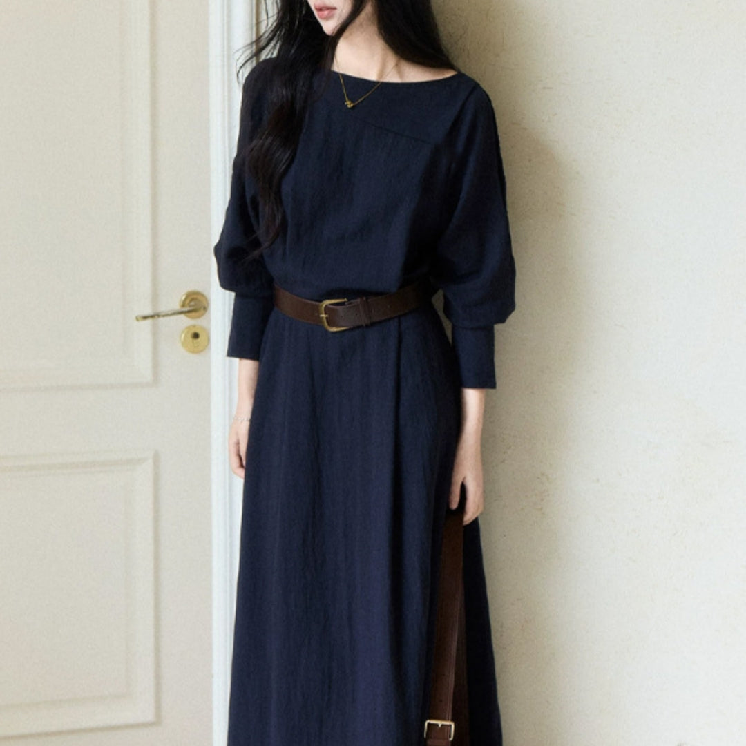 Navy-blauer Drapierter Maxi-Rock – Bild 4 | LuxeStyle