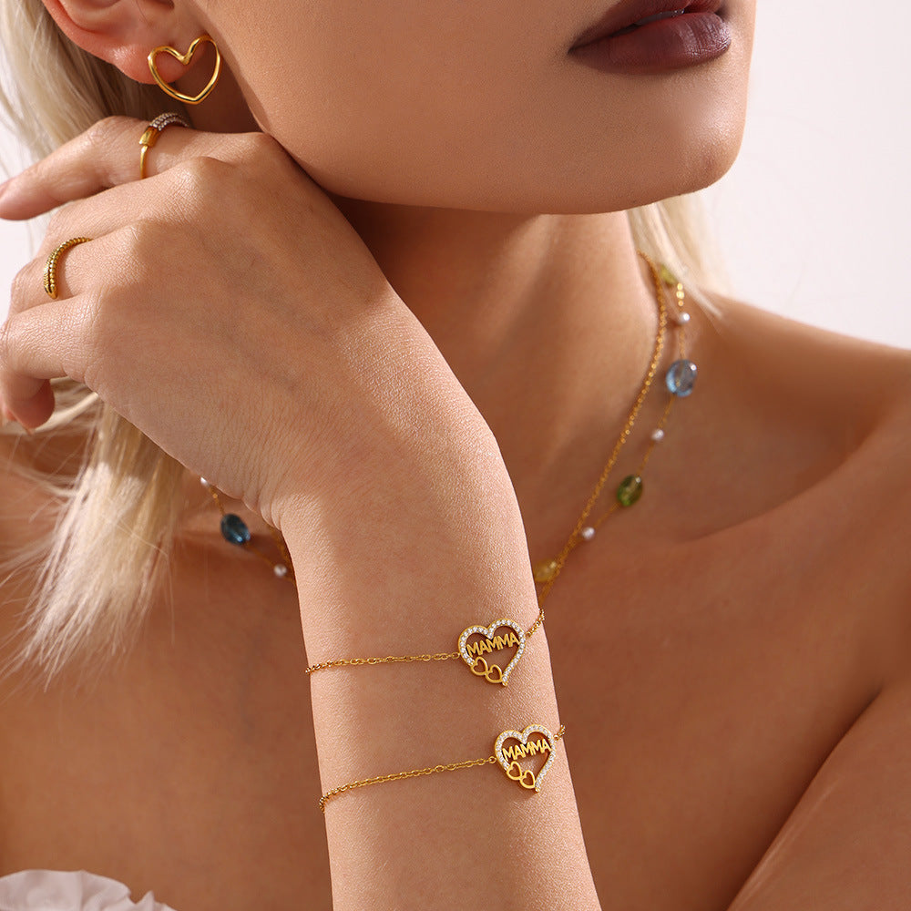 Charity Armband mit Zirkonia, Herz & Kette | LuxeStyle