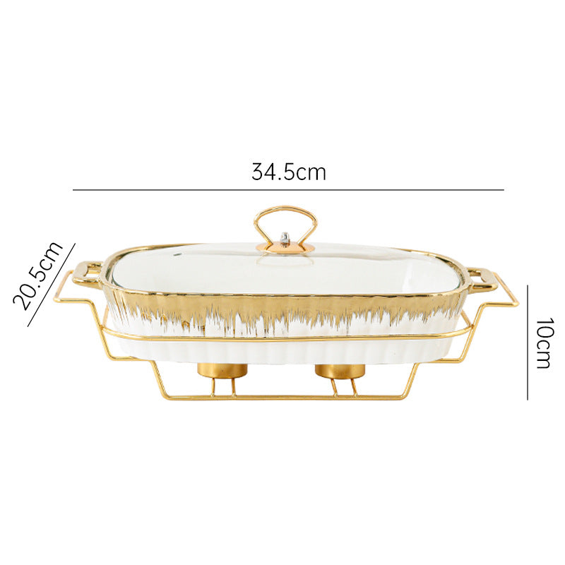 Goldplattierte Rechteckige Casserole mit Deckel