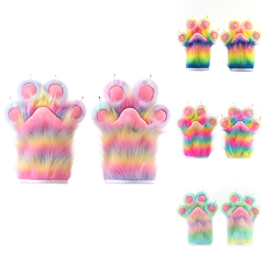 Plüschige Tierpfoten-Handschuhe