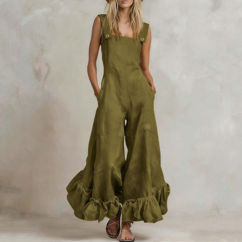 Jumpsuit mit weitem Bein und Rüschensaum – Bild 1 | LuxeStyle