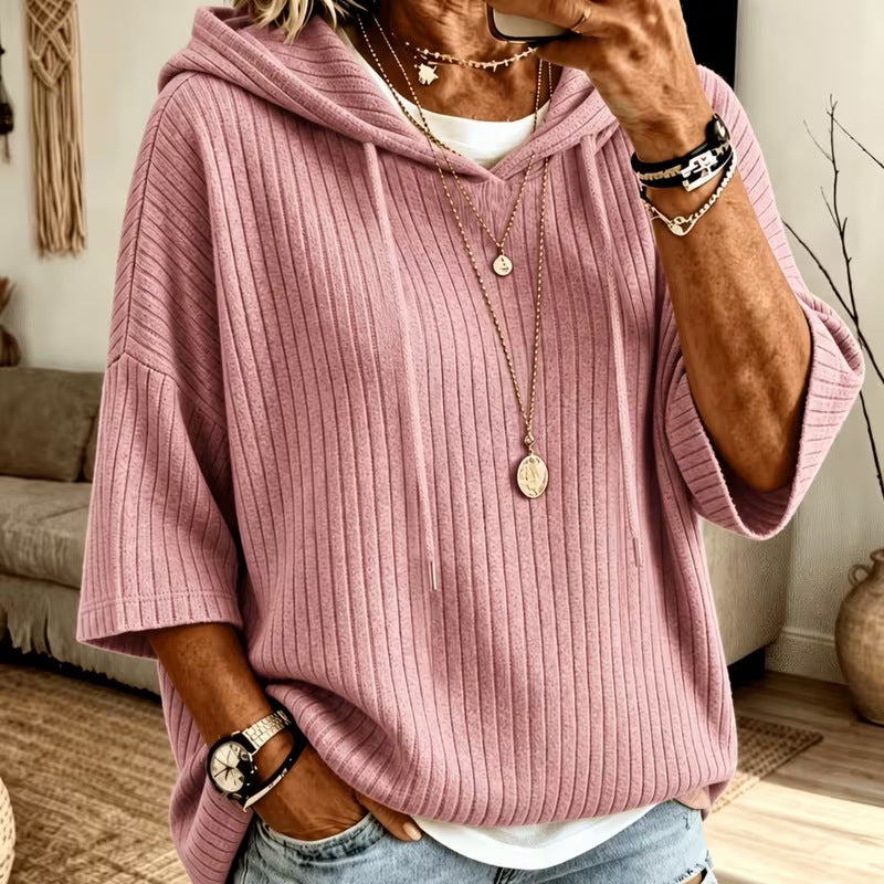 Unifarbener Hoodie mit doppelter Kapuze