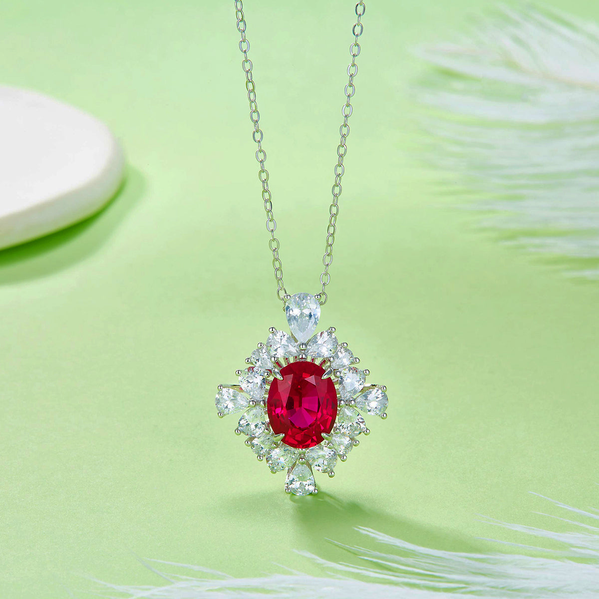 Edelstein-Anhänger «Blüten-Halo» · 925 Silber