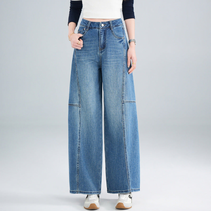 Retro-Bootcut-Hosen mit weiten Beinen aus hochwertiger Denim