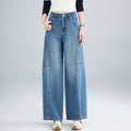 Retro-Bootcut-Hosen mit weiten Beinen aus hochwertiger Denim
