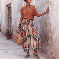 Damen Print Top & Hose Zweiteiler