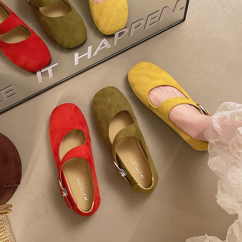 Ballet Flats Mary Jane Wildleder