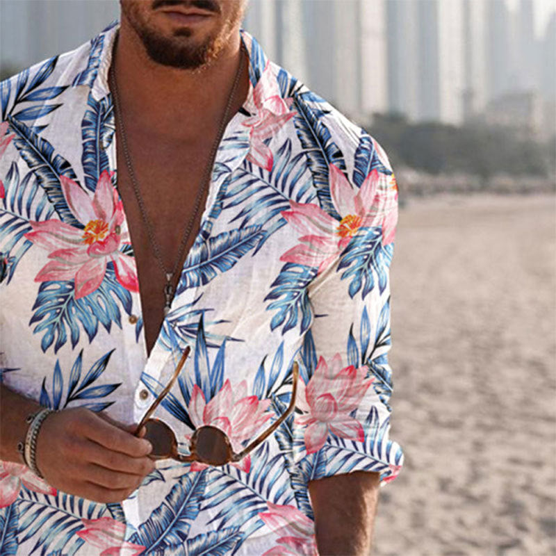 Herren Langarmhemd mit Print im Beach-Look | LuxeStyle