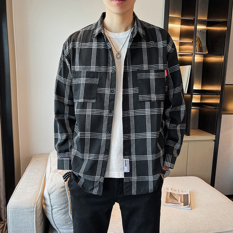 Herren Langarmhemd mit Plaid-Muster