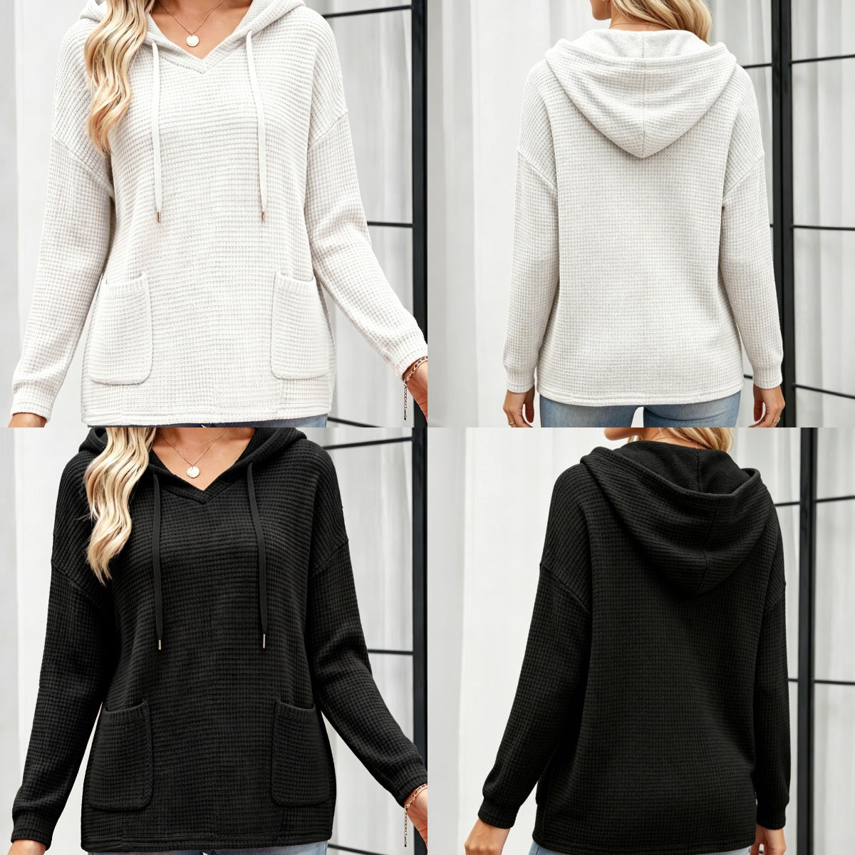 Kapuzenpullover Strick-Top für Damen