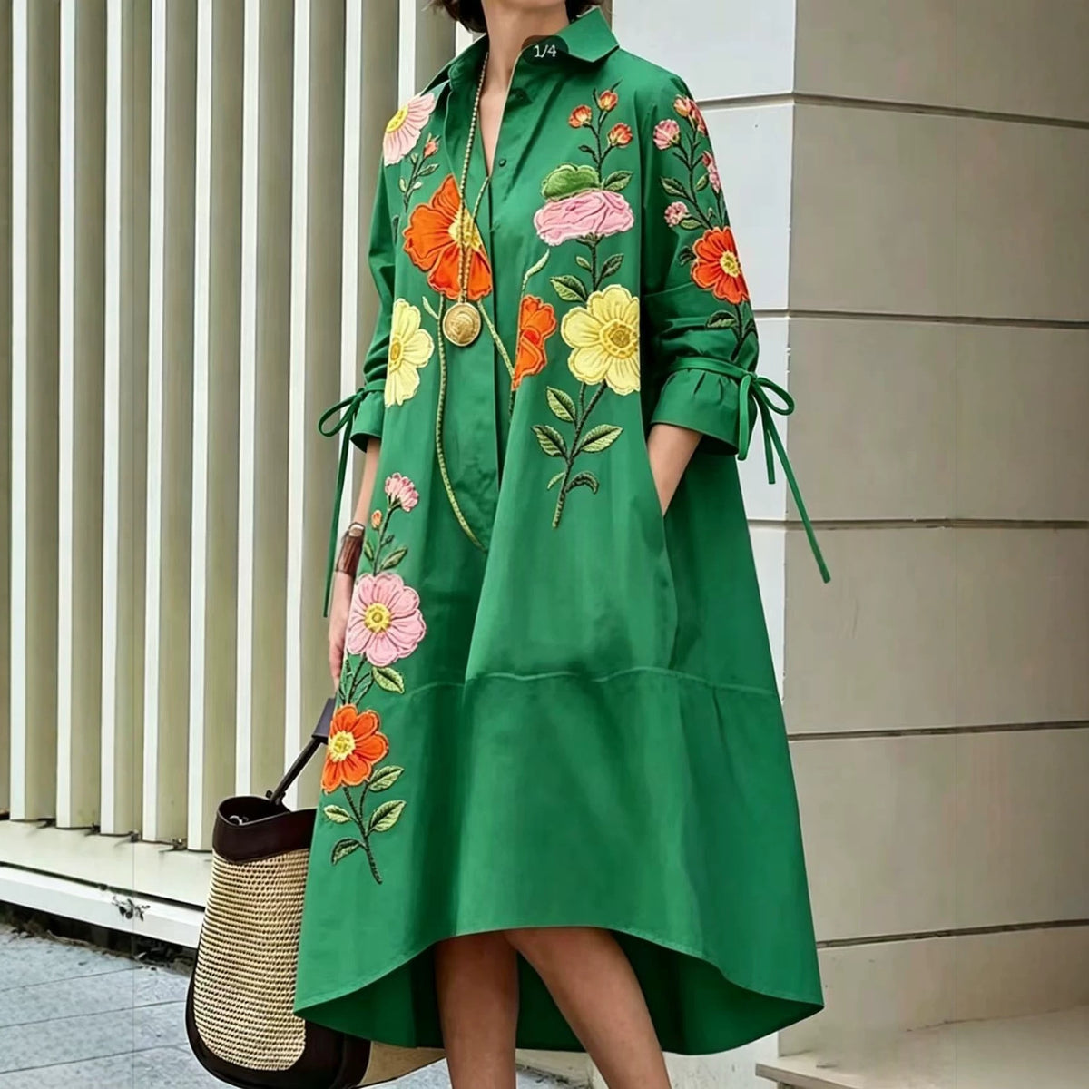 Bedrucktes Casual Hemdblusenkleid für Damen – Bild 12 | LuxeStyle