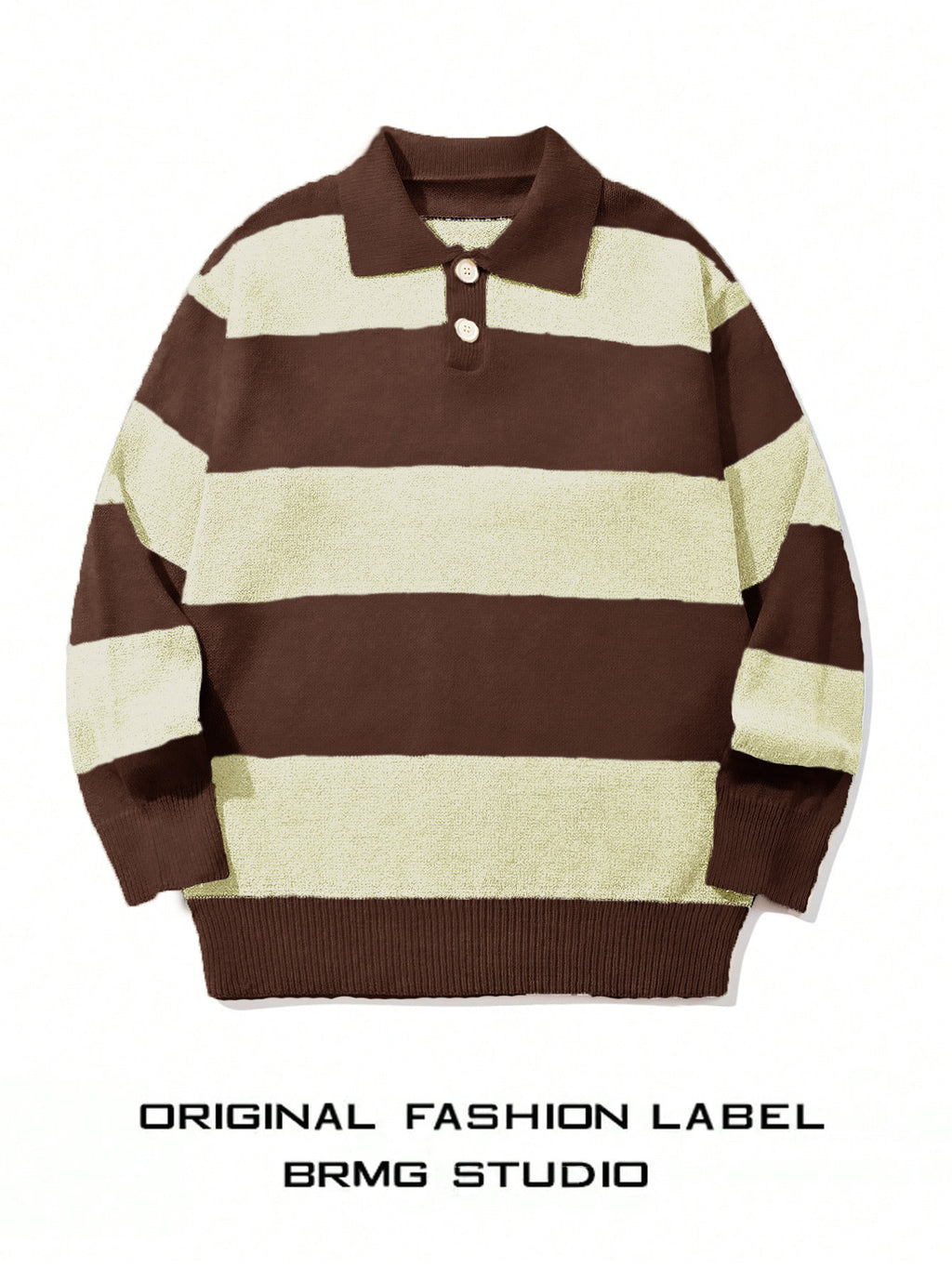 Herren Streifen Strickpullover mit Kontrastkragen