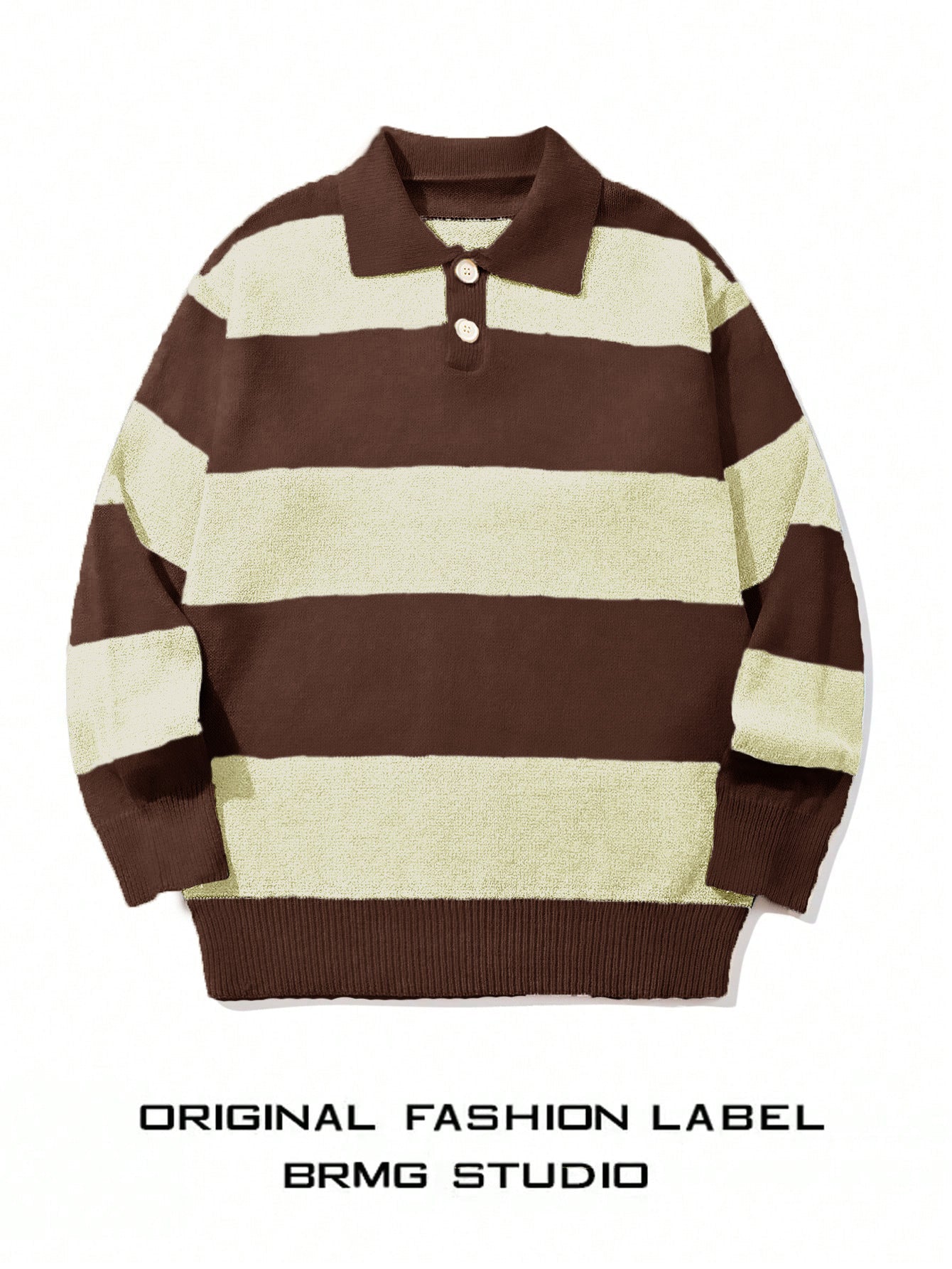 Herren Streifen Strickpullover mit Kontrastkragen