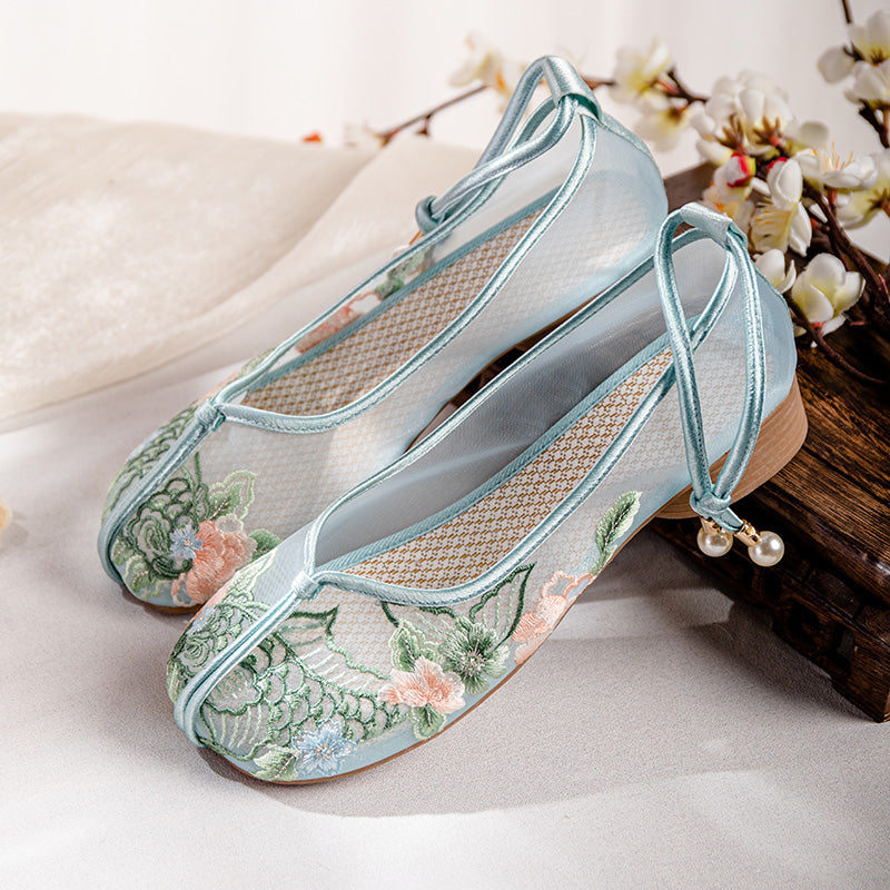 Bestickte Mesh Flats im Hanfu-Stil
