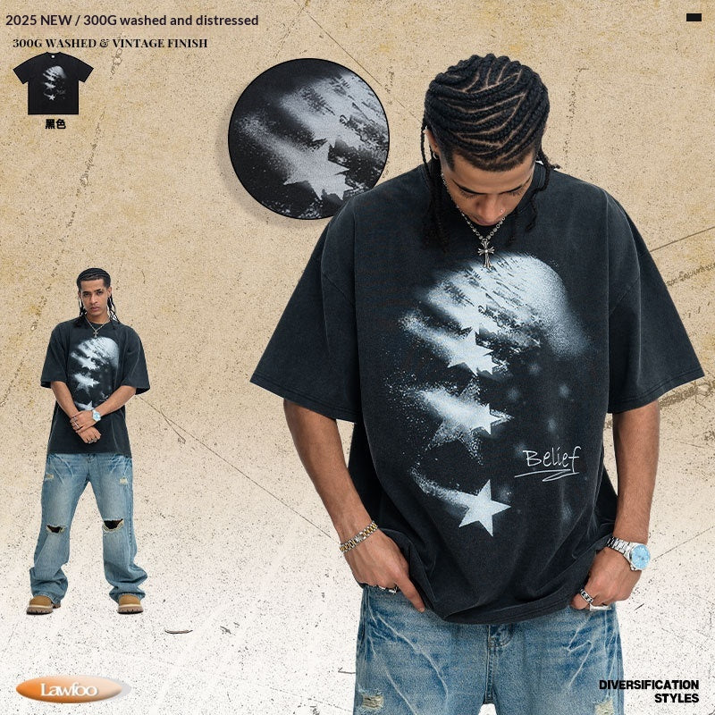 Vintage T-Shirt mit Cartoon-Muster