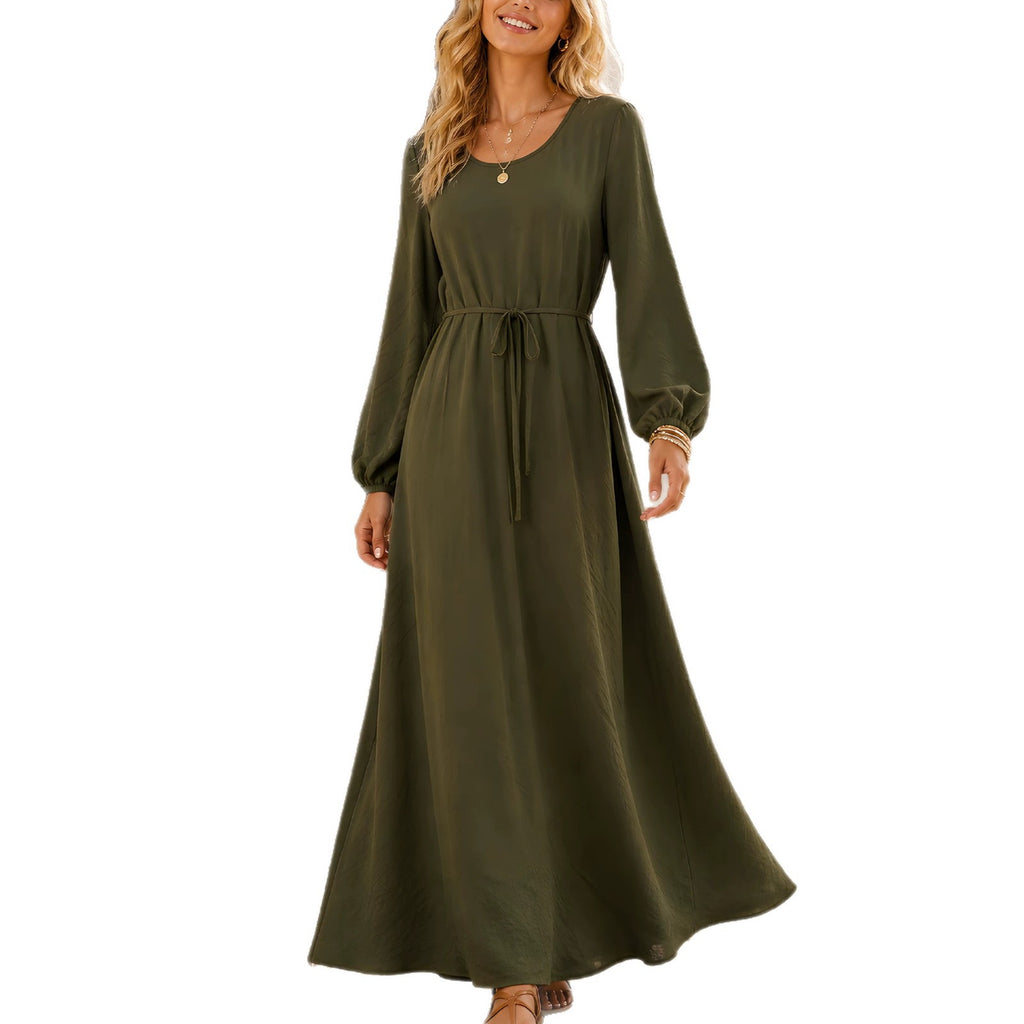 Elegantes A-Linien Kleid in Olivgrün – Bild 3 | LuxeStyle