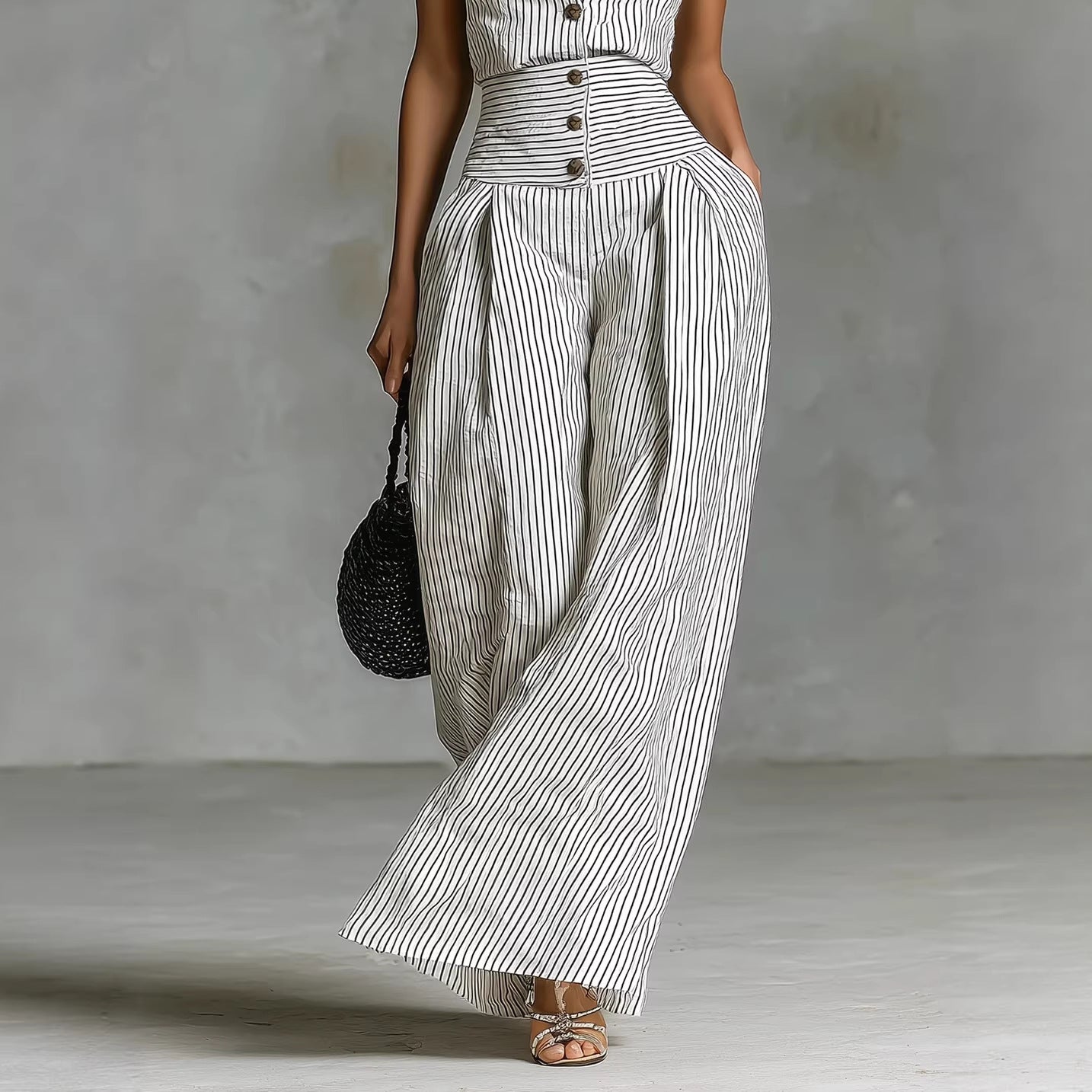 Eleganter ärmelloser Jumpsuit mit weitem Bein