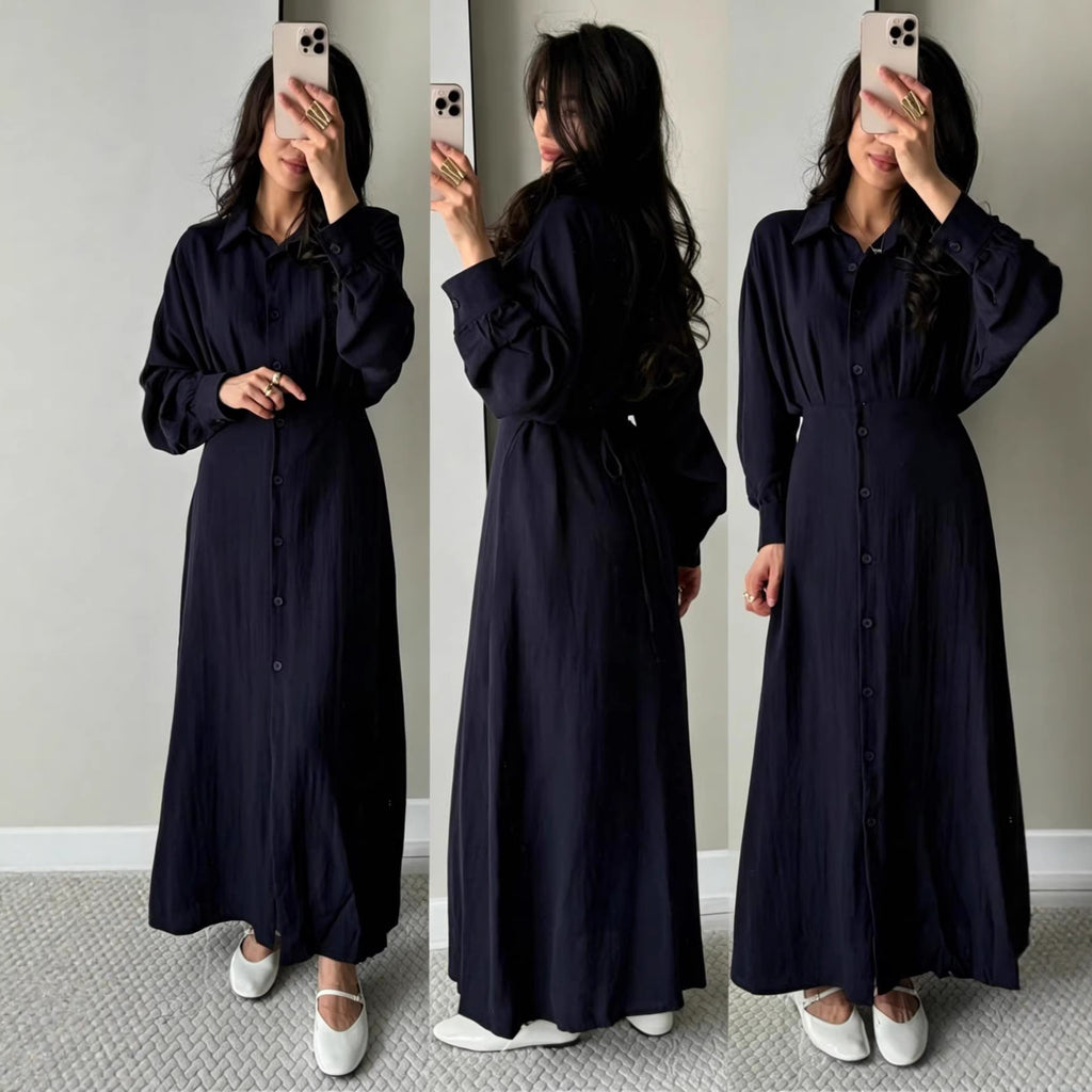 Elegantes Hemdblusenkleid mit Schnürung