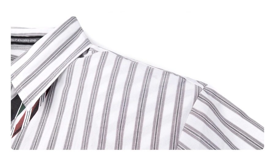 Gestreiftes Langarmhemd mit gepolsterten Schultern – Bild 6 | LuxeStyle